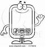 Phone Smart Clipart Cartoon Coloring Waving Mascot Cory Thoman Smartphone Vector Outlined Royalty 2021 sketch template