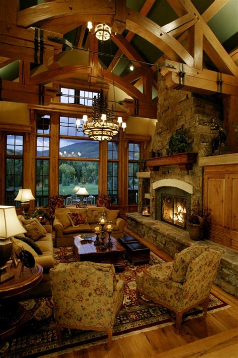 warm rustic family room designs   winter