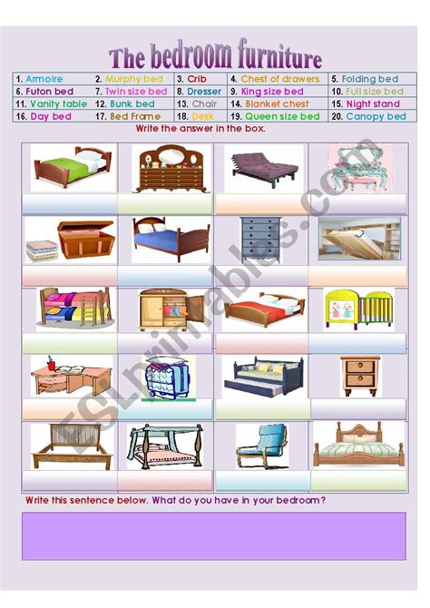 bedroom furniture vocabulary  wwwresnoozecom