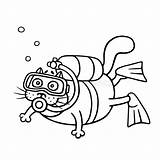 Dived Aqualung Diver sketch template