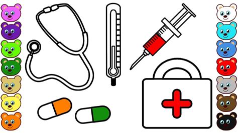 medical kit  doctor coloring pages  toddlers youtube