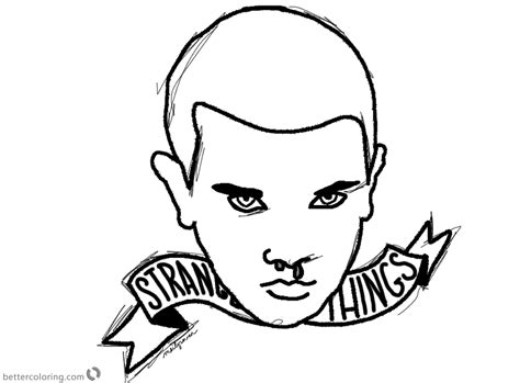 Stranger Things Coloring Pages Eleven Head Lineart Free