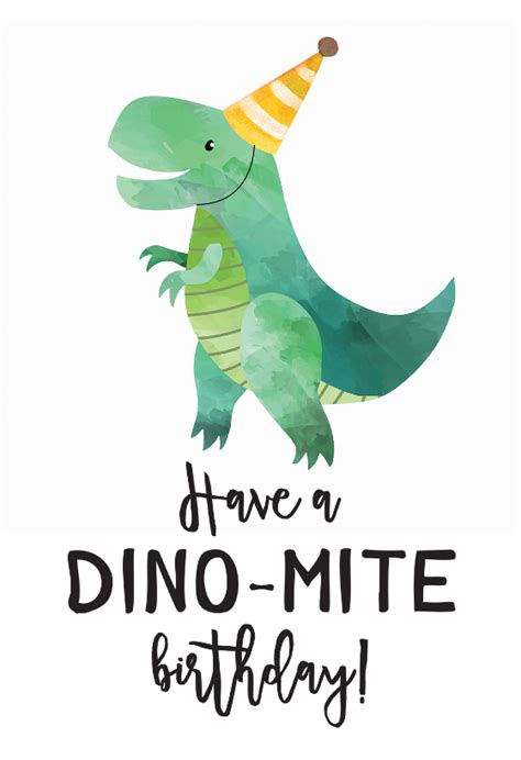 dinosaur birthday card printable