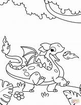 Dragon Coloring Fire Breathing Cute Pages Printable Dragons Drawing sketch template