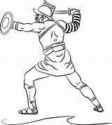 Gladiator Openclipart Romeinse Slavernij Rijk Cultuur Domainvector sketch template