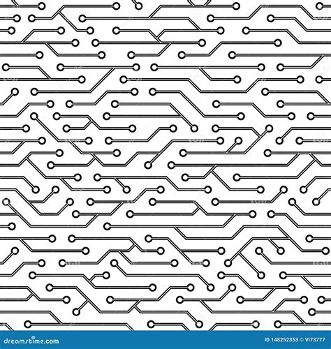 seamless circuit board pattern vector microchip background stock