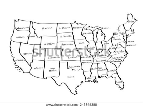 vector map united states hand drawn stock vector royalty