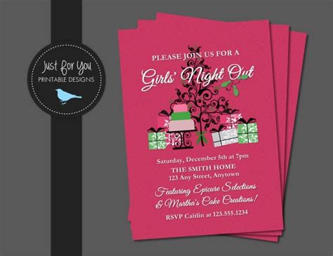 Christmas Invitation Girls Night Out Home By 4uprintabledesigns