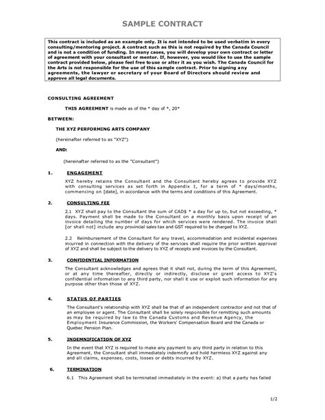 contract sample  printable documents