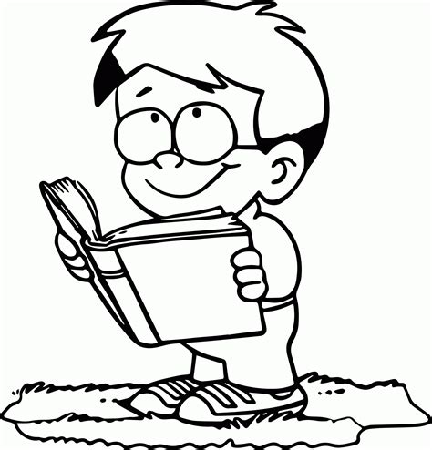 read book boy coloring page sheet printable coloring home