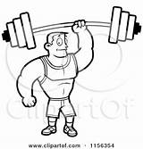 Man Fitness Clipart Barbell Cartoon Holding Hand Coloring Strong Vector Cory Thoman Body Outlined Builder Flexing Leaning Forward Royalty Clipartof sketch template