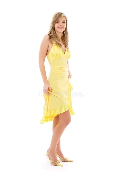 Lovely Girl In Yellow Dress Stock Image Image Of Graceful Looking