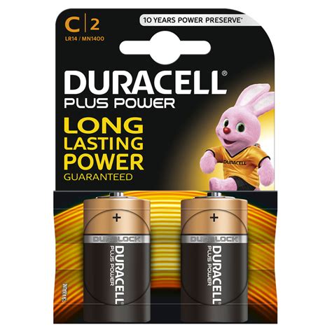 Duracell Plus Power Alkaline Batteries C Lr14 1 5v 2pk Wilko