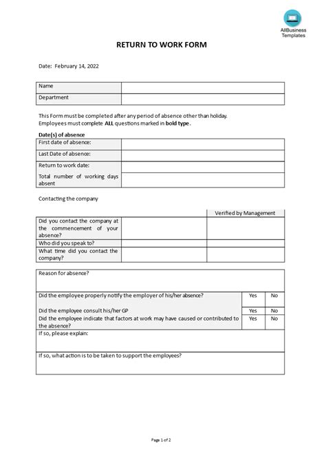 return  work form templates  allbusinesstemplatescom