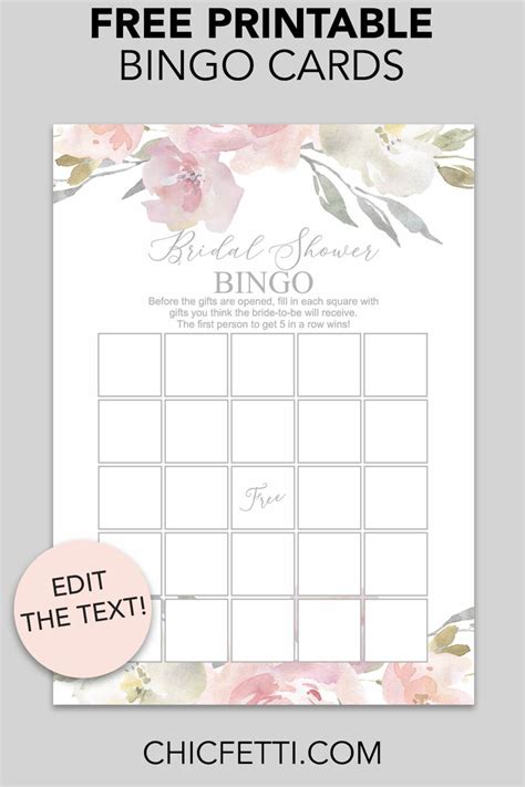 blush floral printable bridal shower bingo chicfetti printable
