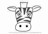 Draw Zebra Drawing Face Kids Step Animal Tutorials Learn Paintingvalley sketch template