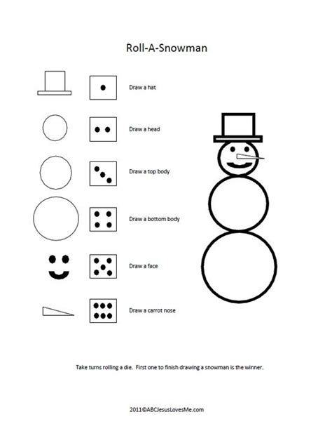 roll  snowman winter fun picture games classroom party