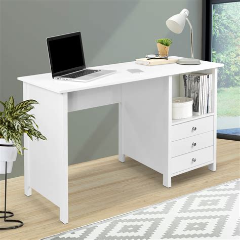 computer study desk  drawers white wood home office