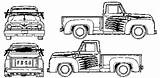Ford Blueprints 1955 Truck Pickup F100 Car sketch template
