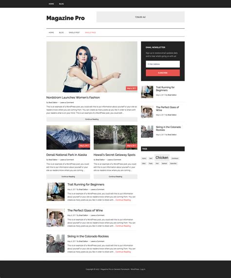 magazine pro themes front page  template  single post types
