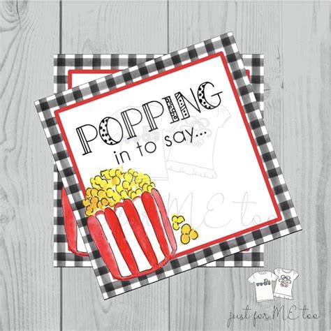 popcorn printable tags instant  friend tags square gift tags