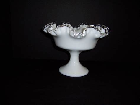 Fenton Silver Crest Milk Glass Pedestal Candy Dish