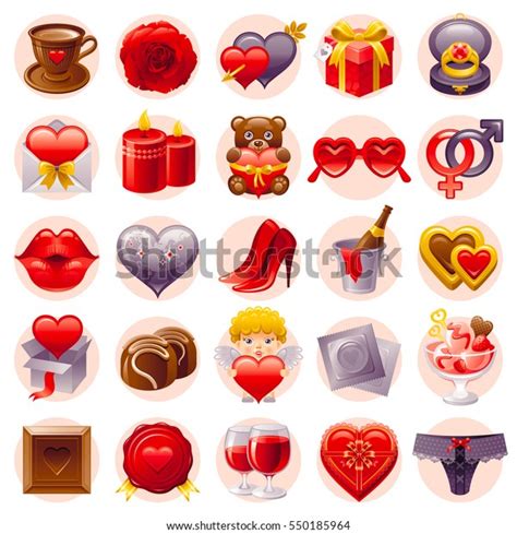 romantic dating icon set valentines day stock vector