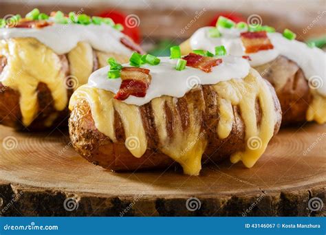 baked potato  cheese stock image image  food meal