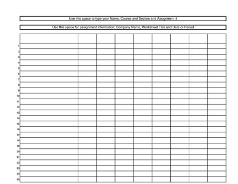 printable blank spreadsheet  lines printable spreadsheet printable