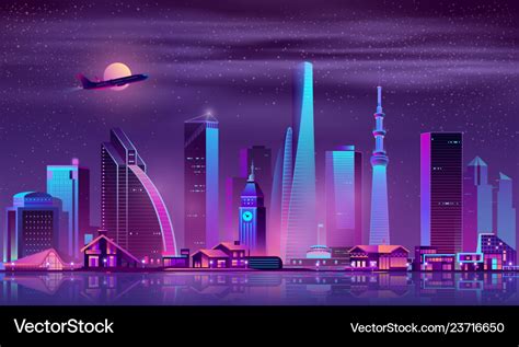 modern city  night cartoon background royalty  vector
