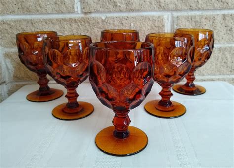 Amber Water Goblets Wine Glasses Provincial Imperial Etsy Goblet