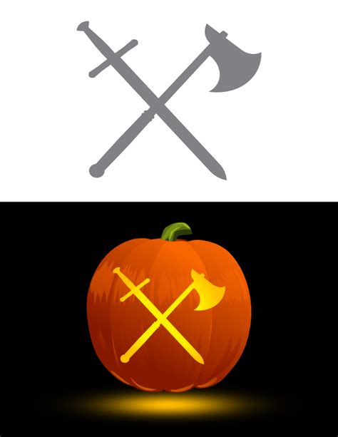 printable axe  sword pumpkin stencil