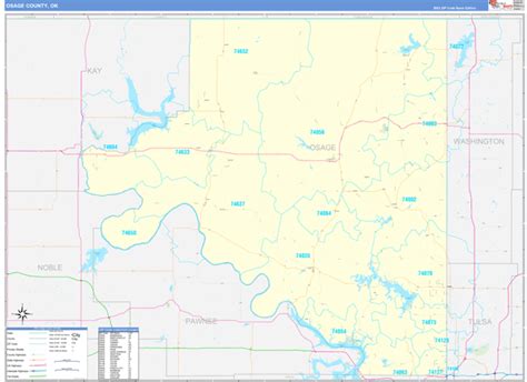osage county  zip code wall map basic style  marketmaps mapsales