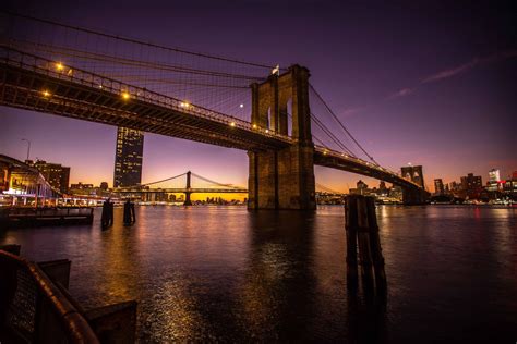 brooklyn bridge sunrise manhattan  york usa