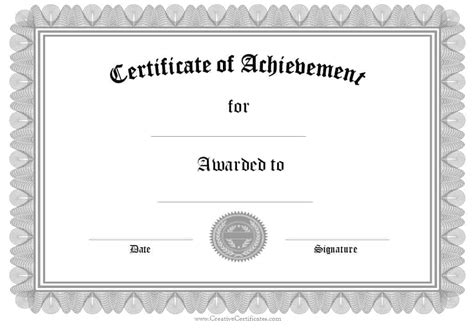 formal award certificate templates