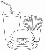 Coloring Burger Pages Food Fries Drinks Books Printable Dinks Clocks Shrinky Chef Pampered Embroidery Journals Machine Pretty Designs Color Colouring sketch template
