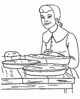 Coloring Pages Thanksgiving Bread Baking Cookies sketch template