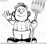 Farmer Cartoon Clipart Waving Outlined Coloring Vector Cory Thoman Royalty sketch template