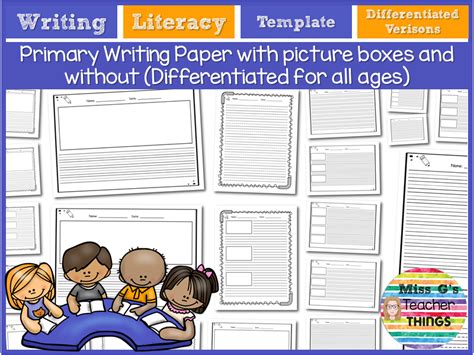 primary writing paper  picture boxes   differentiated