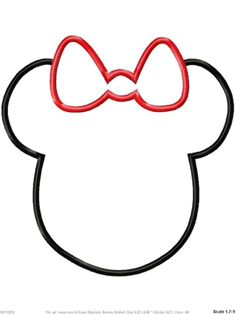 mouse ears  bow machine embroidery applique design etsy