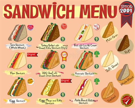 sandwich menu stock vector image  cream cutlet lettuce