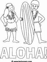 Luau Aloha Sheet Colouring Colorear Hula Surfing sketch template