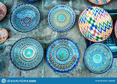 typical plates  uzbek style editorial stock photo image  city plates