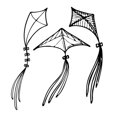 kite doodle hand drawn outline icon vector sketch illustration  kite