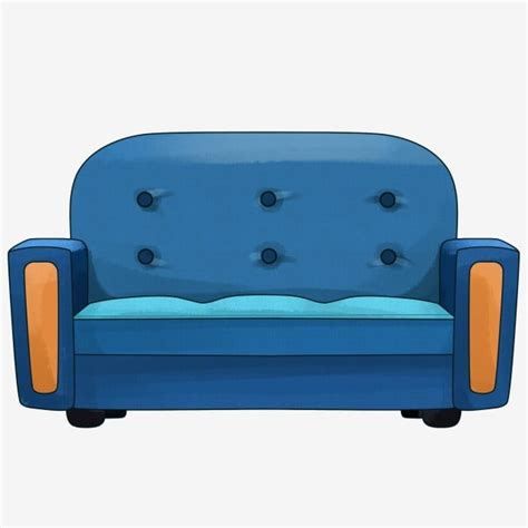 sofa azul sofa suave ilustracion de dibujos animados dibujado  mano muebles ilustracion png