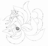 Fox Tailed Nine Tail Lineart Anime Coloring Pages Goiku Naru Template Deviantart sketch template