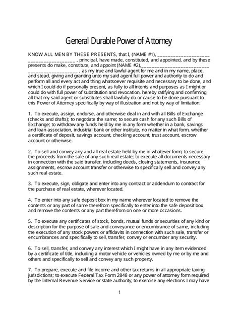 printable durable power  attorney forms