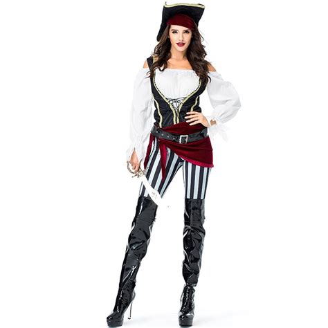 2018 Sexy Women Adult Pirate Costume High Quality Halloween Pirates Of