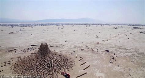 party   drone footage shows burning man   skies daily mail