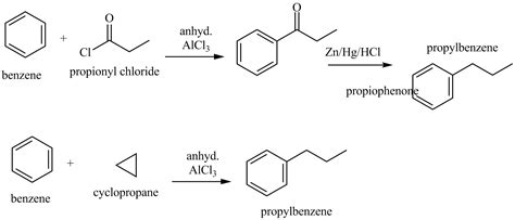 good method  converting benzene  propyl benzene